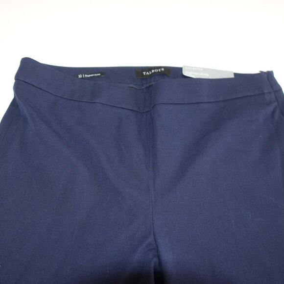 Talbots Women's Chatham Ankle Slim Pants Size 10 NWT Navy Blue High Rise Cotton - Picture 2 of 8